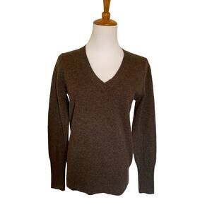 Halogen Cashmere sweater v neck brown soft cozy warm